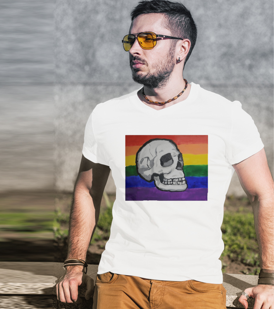 Pride Skull LGBT Rainbow Flag T-Shirt