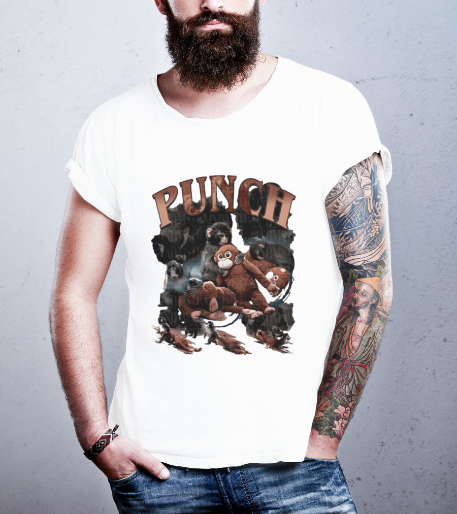 Punch The Monkey Picture Collage Monkeys Plush Toys T-Shirt