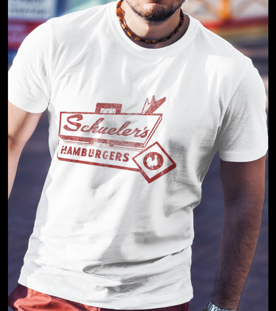 Schuler's Hamburgers Cursive Retro Diner Red T-Shirt