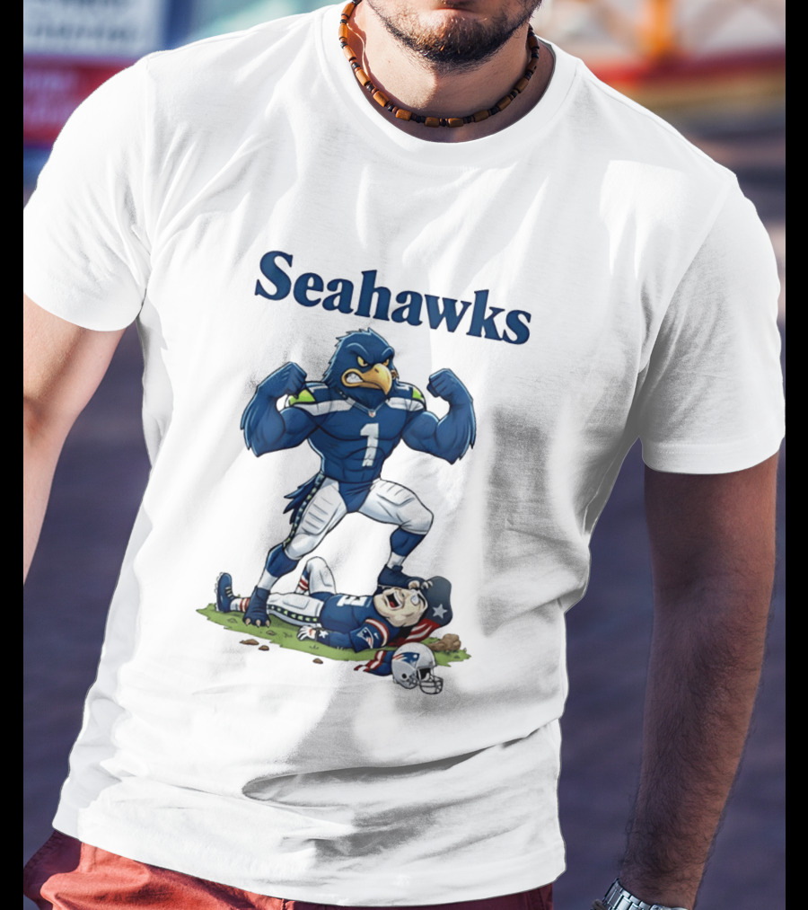 Seahawks Vs Patriots Rivalry Cartoon Victory T-Shirt