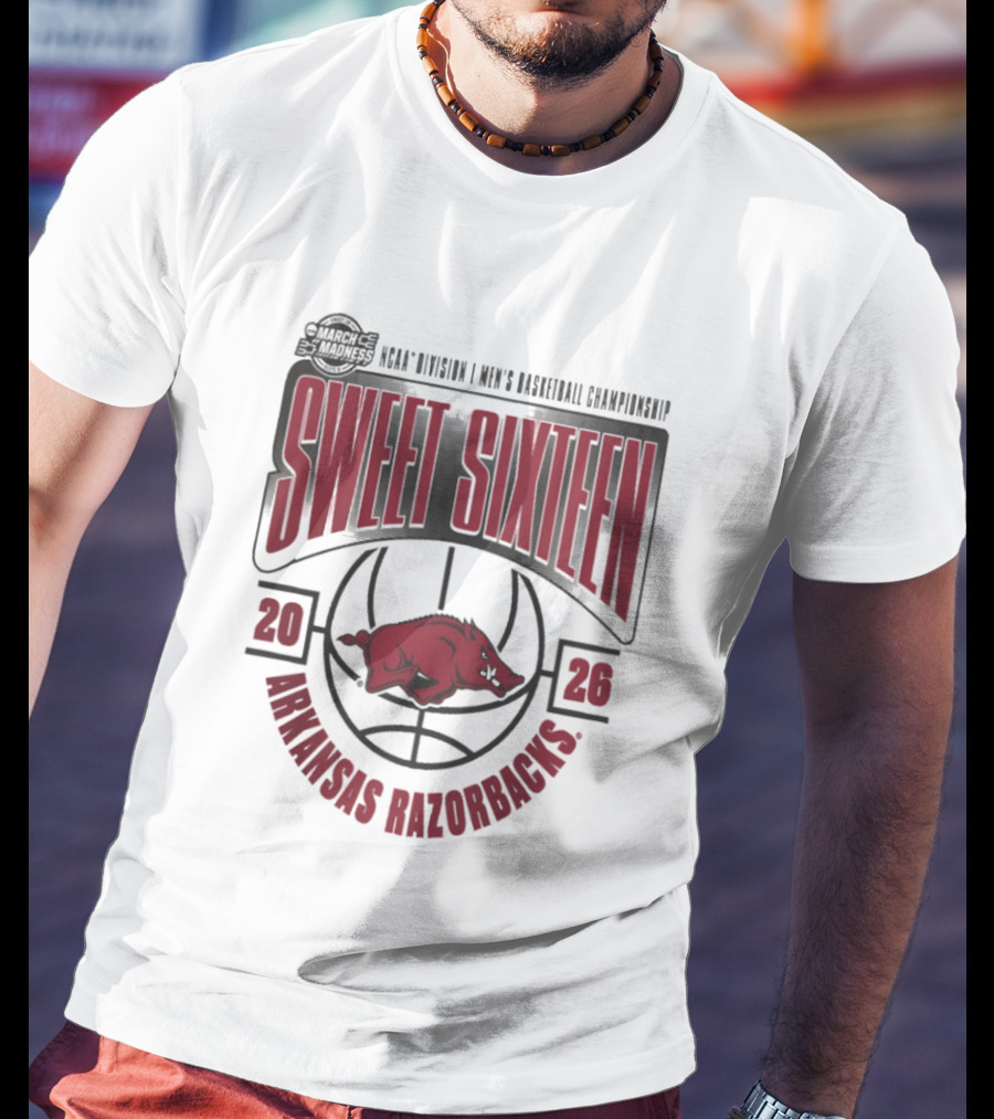 Arkansas Razorbacks NCAA 2026 Division I Men's Basketball Championship Sweet Sixteen T-Shirt