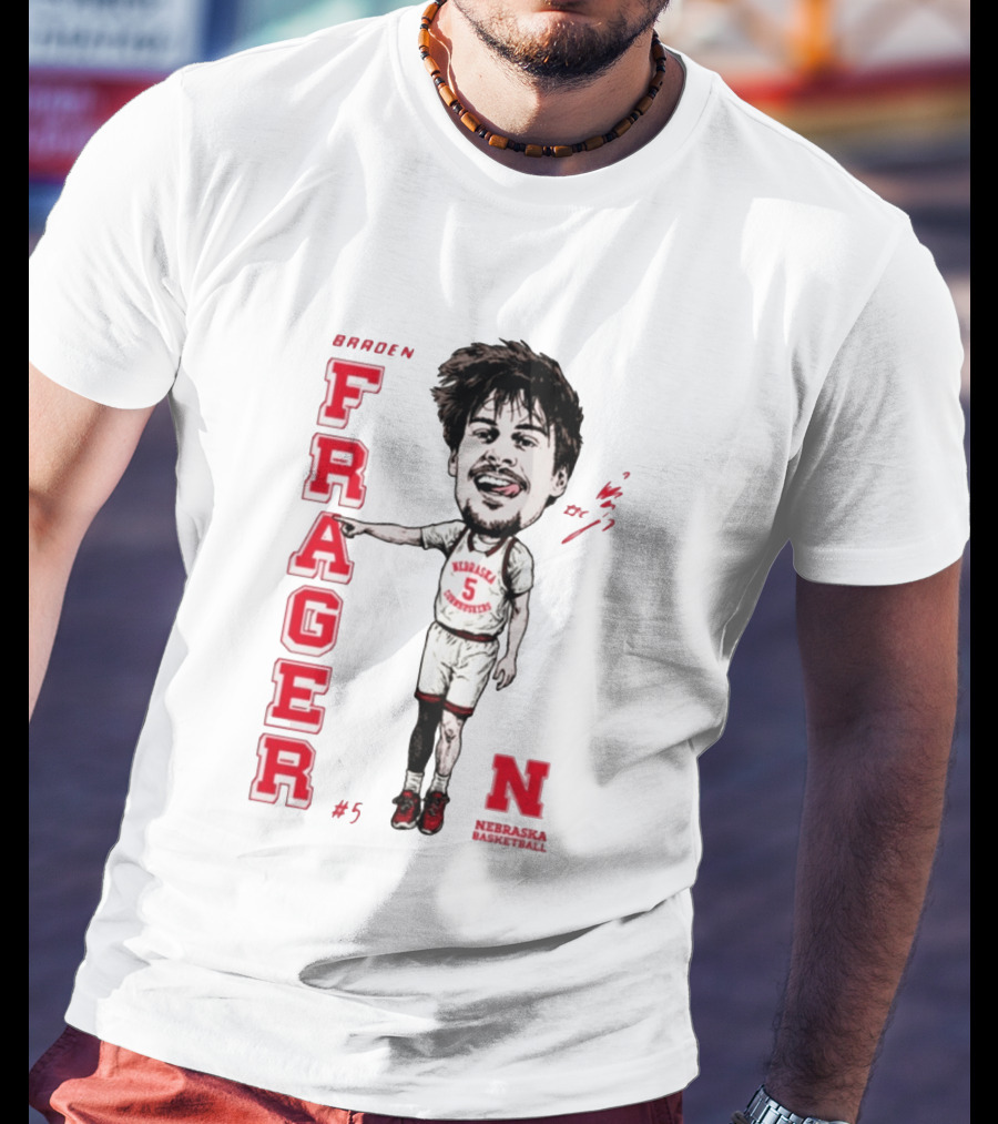 Braden Frager Nebraska Cornhuskers Basketball Caricature #5 T-Shirt