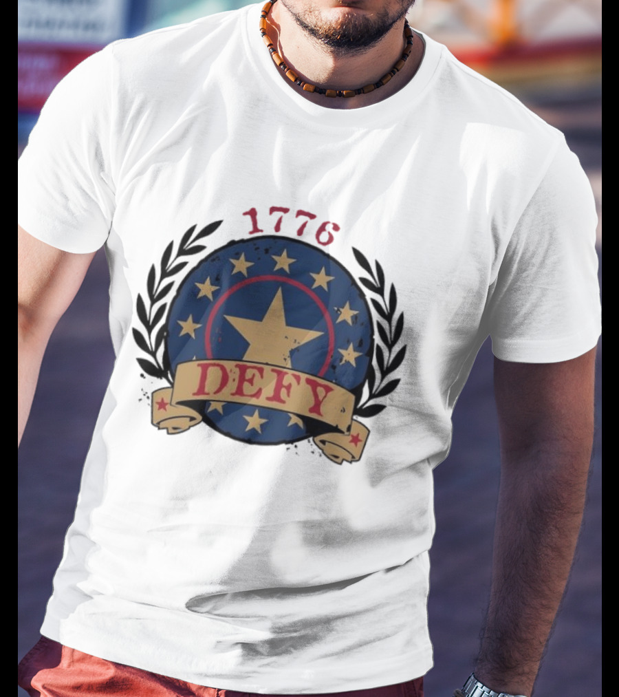 Defy 1776 Vintage Star Emblem With Laurel Wreath Anniversary 250th T-Shirt