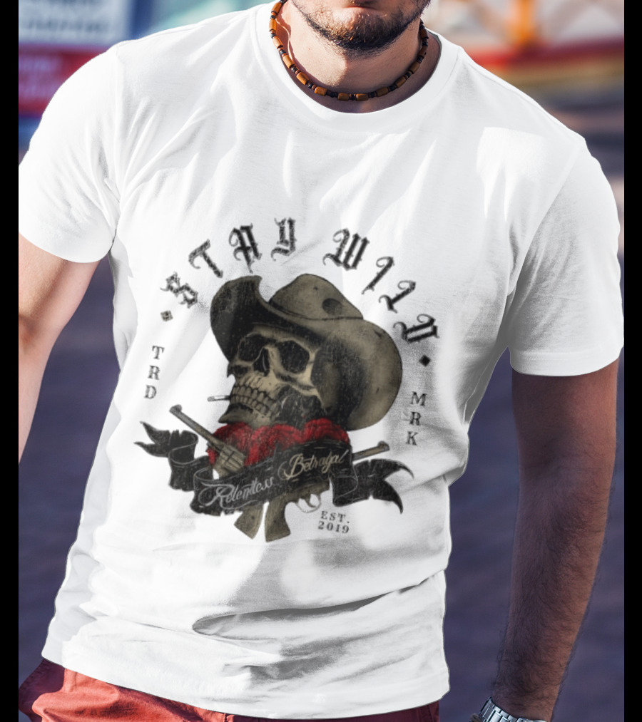Stay Wild Skull Cowboy Bandana Western Est 2019 T-Shirt