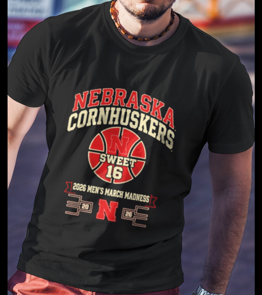 Nebraska Cornhuskers Sweet 16 2026 Men's March Madness T-Shirt