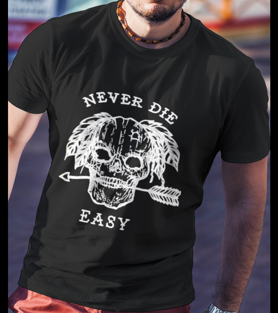 Never Die Easy Skull Feather Arrow T-Shirt