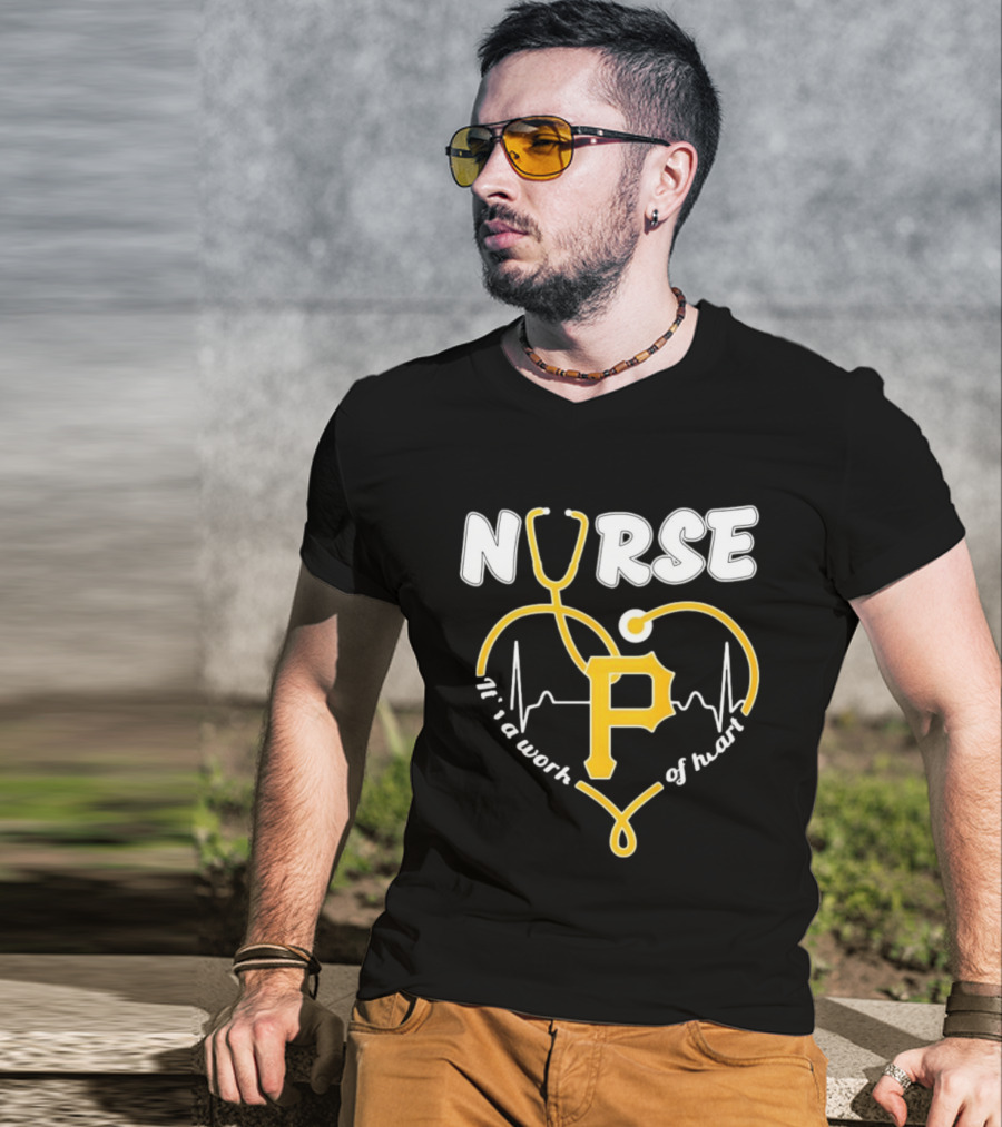 Pittsburgh Pirates Nurse Stethoscope It's A Work Of Heart T-Shirt