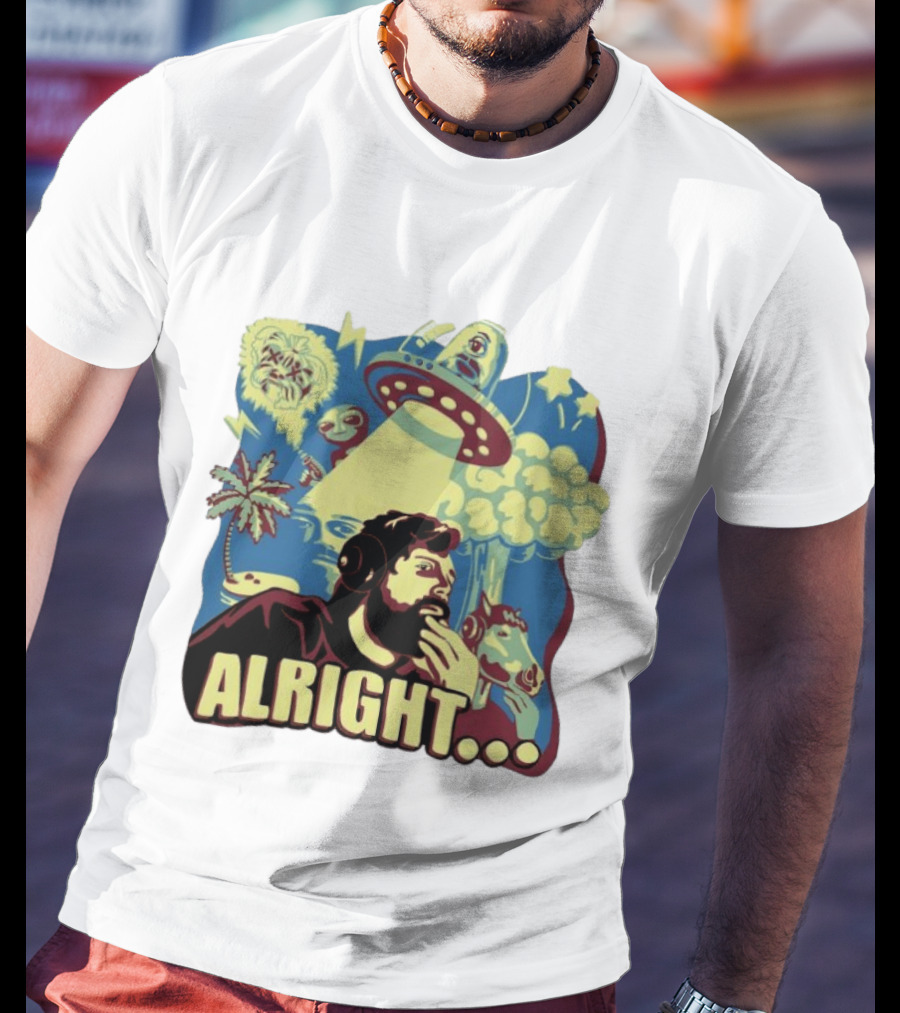 Forsen Alright UFO Meme With Headphones And Surreal T-Shirt