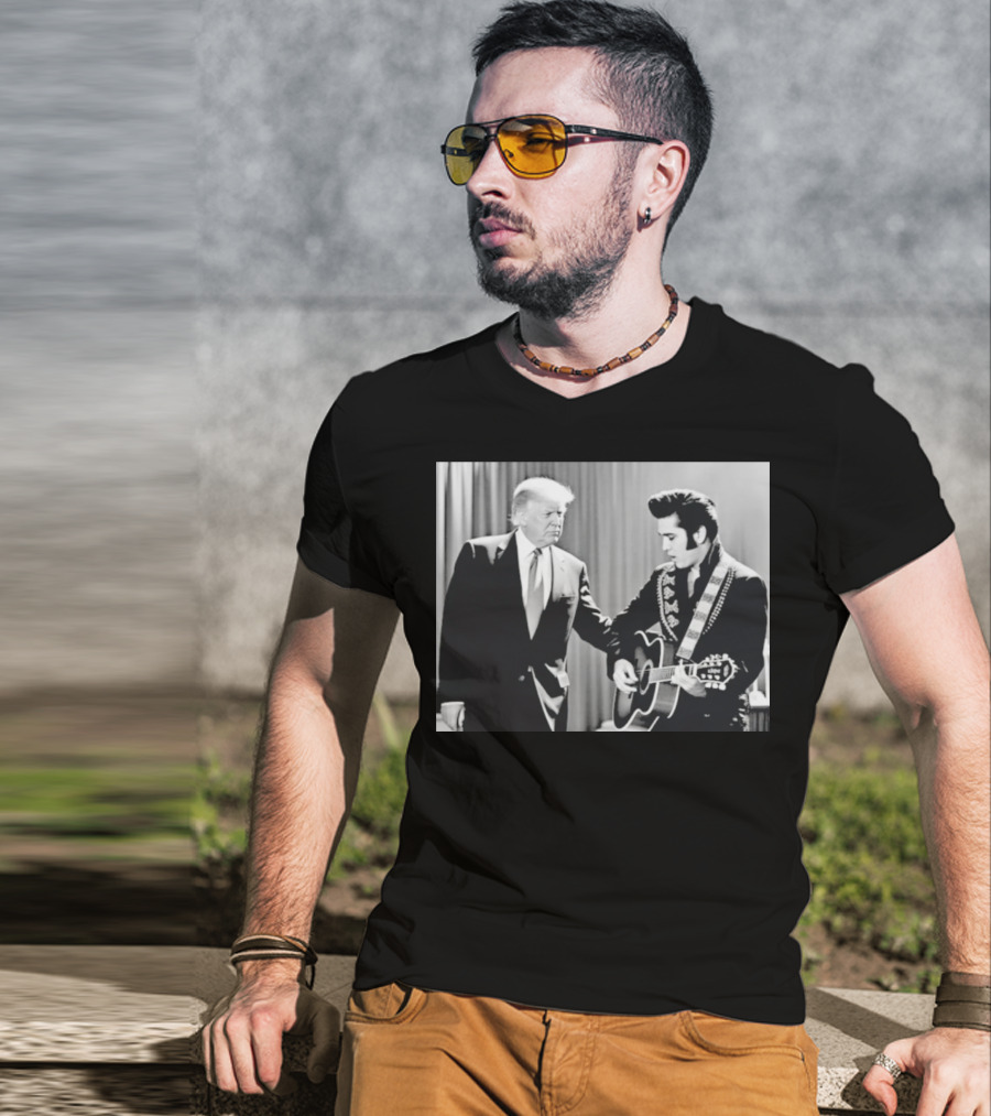 Donald Trump Elvis 2026 Collaboration With Guitar Performance T-Shirt