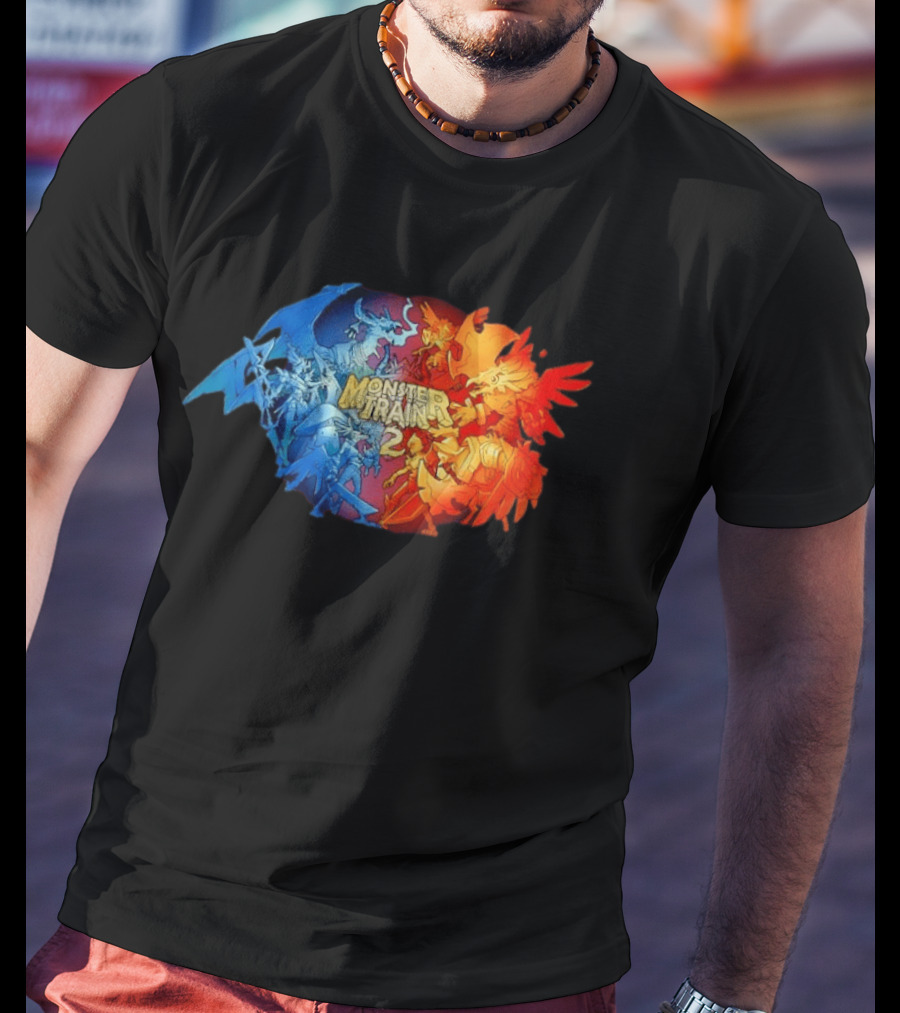 Monster Train 2 Blue Dragon Vs Red Phoenix Battle T-Shirt