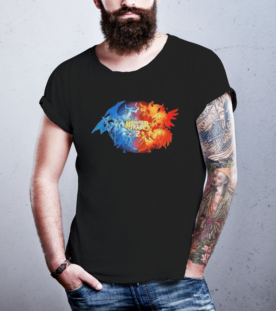 Monster Train 2 Blue Dragon Vs Red Phoenix Battle T-Shirt