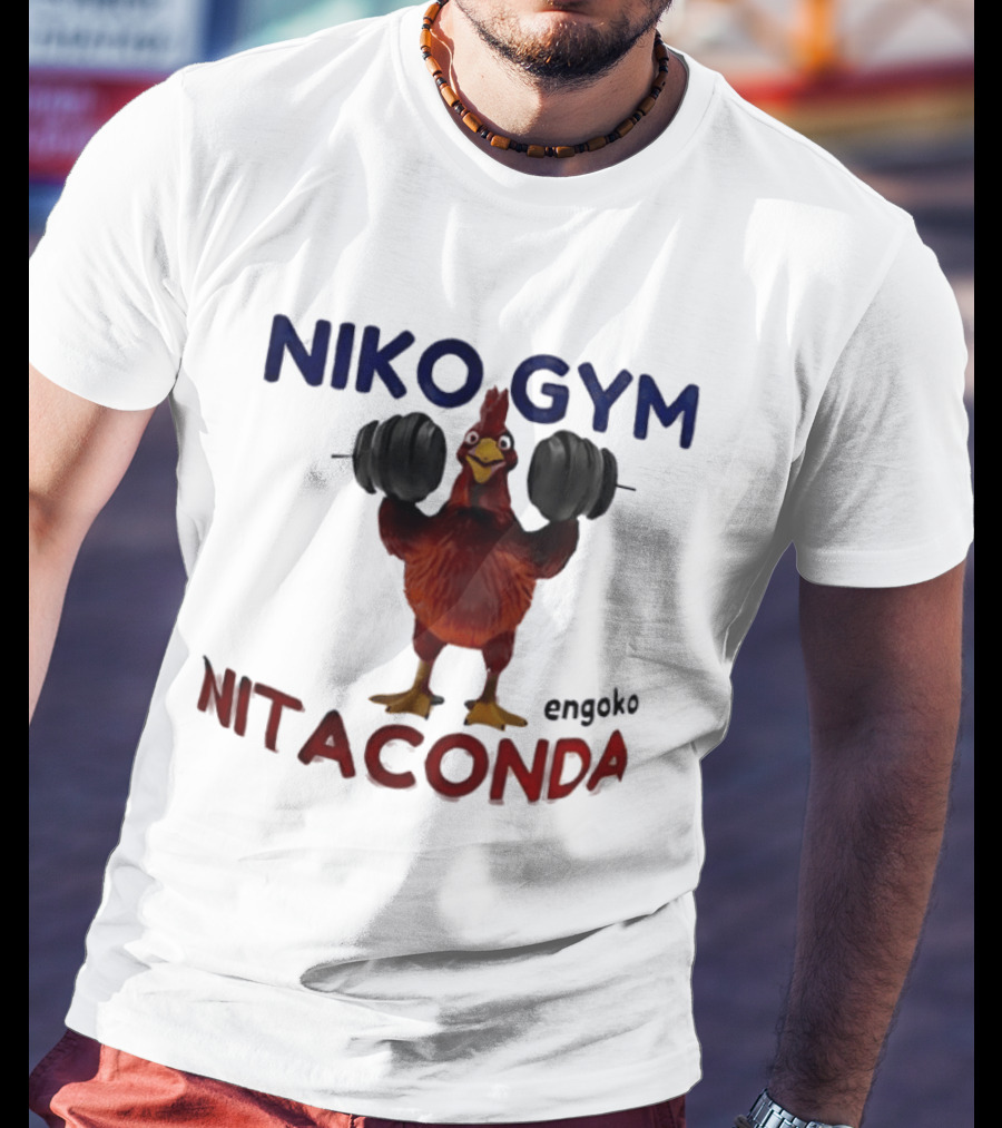 Niko Gym Engoko Nitaconda Rooster Lifting Weights Fitness Fun T-Shirt
