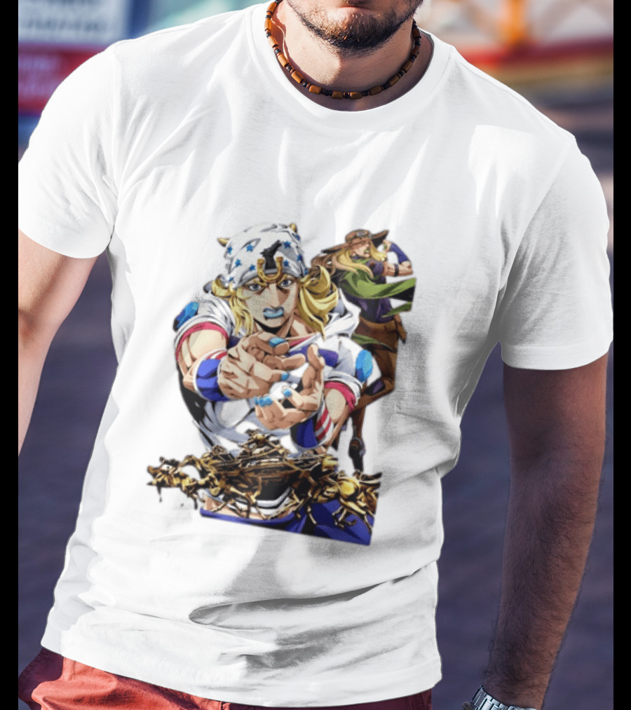 Steel Ball Run JoJo's Bizarre Adventure Gyro Zeppeli And Johnny Joestar Anime Characters T-Shirt