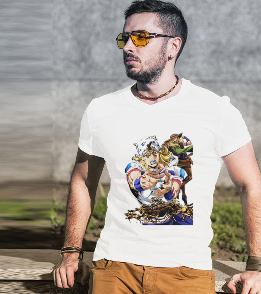 Steel Ball Run JoJo's Bizarre Adventure Gyro Zeppeli And Johnny Joestar Anime Characters T-Shirt