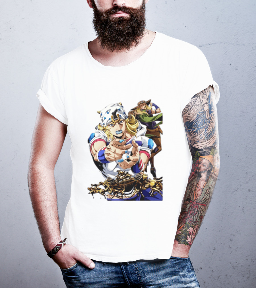 Steel Ball Run JoJo's Bizarre Adventure Gyro Zeppeli And Johnny Joestar Anime Characters T-Shirt