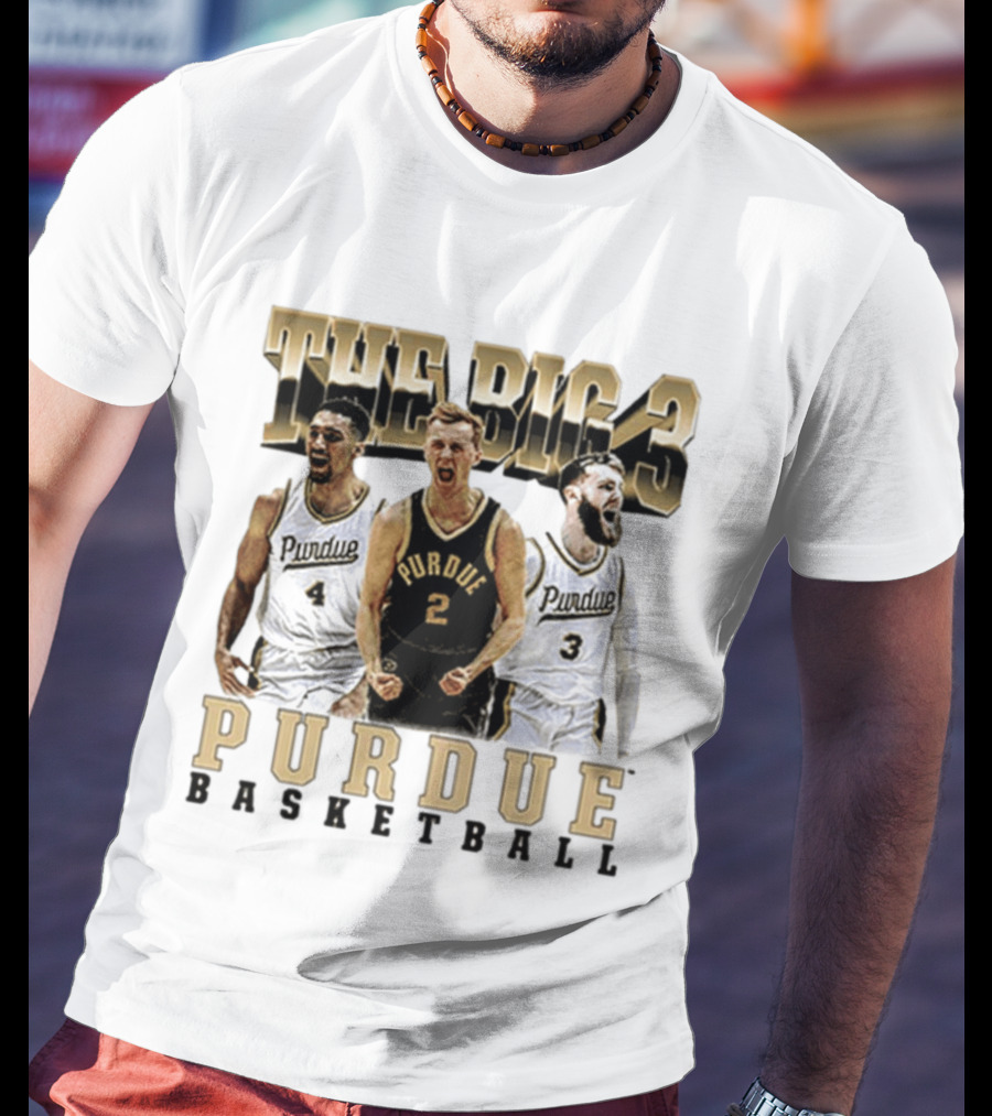 Purdue Basketball The Big 3 Player Collage T-Shirt