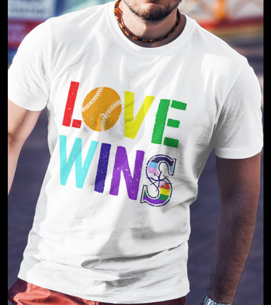 Love Wins Baseball Pride LGBTQ Rainbow T-Shirt