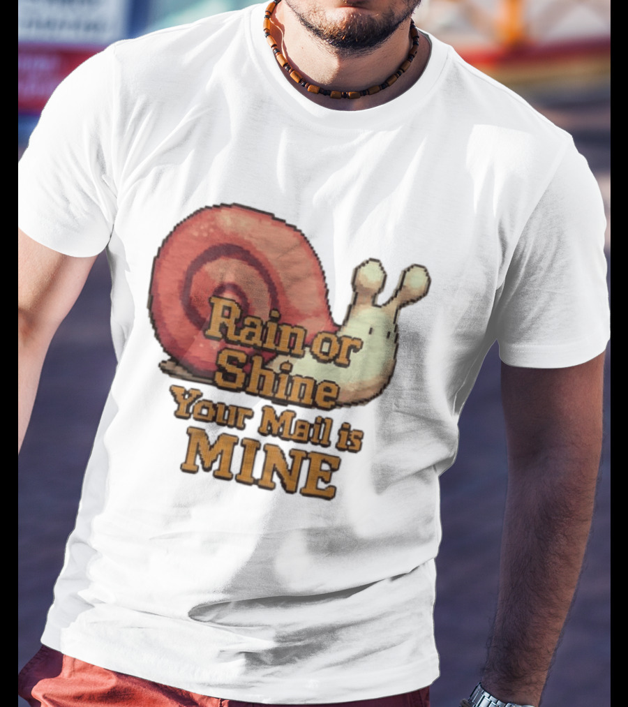 Rain Or Shine Your Mail Is Mine Snail Art Message T-Shirt