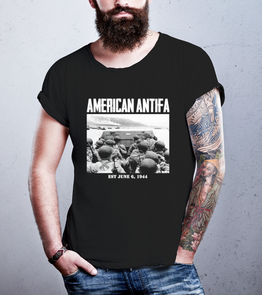 American Antifa Est June 6 1944 D Day Historical Reference T-Shirt