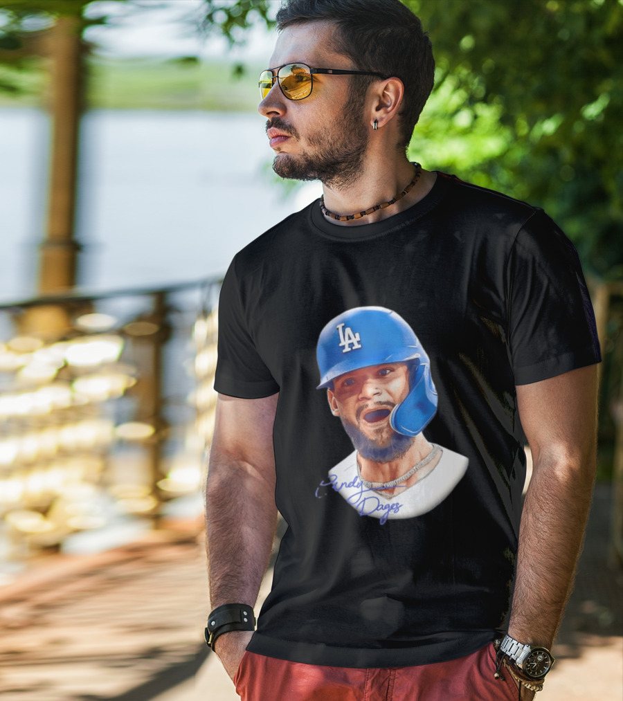 Andy Pages Los Angeles Dodgers MLB 2026 Big Face LA Helmet T-Shirt