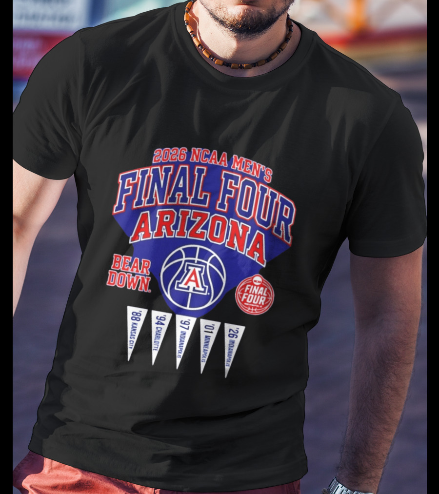 2026 NCAA Men's Final Four Arizona Wildcats Bear Down Basketball T-Shirt