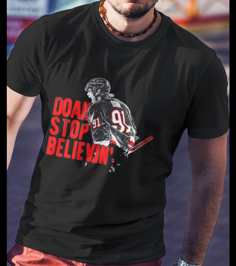 Josh Doan Stop Believin' Number 91 NHL Hockey T-Shirt