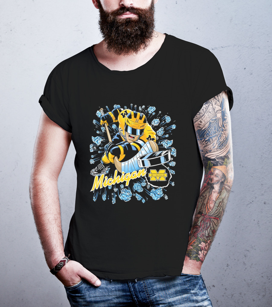 Michigan Wolverines Hockey Player Caricature 2026 Michigan M Team T-Shirt