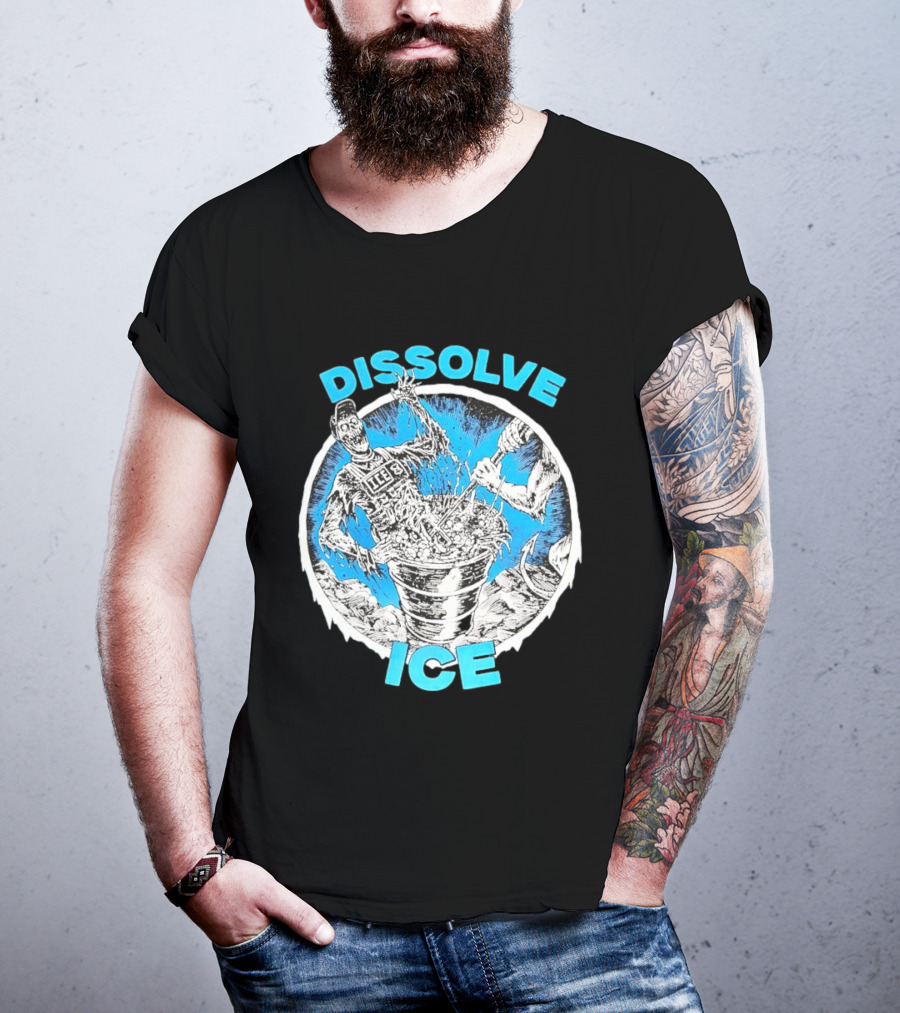 Dissolve ICE Abolish ICE Skeleton Melting In Cauldron With Ghostly Figure T-Shirt
