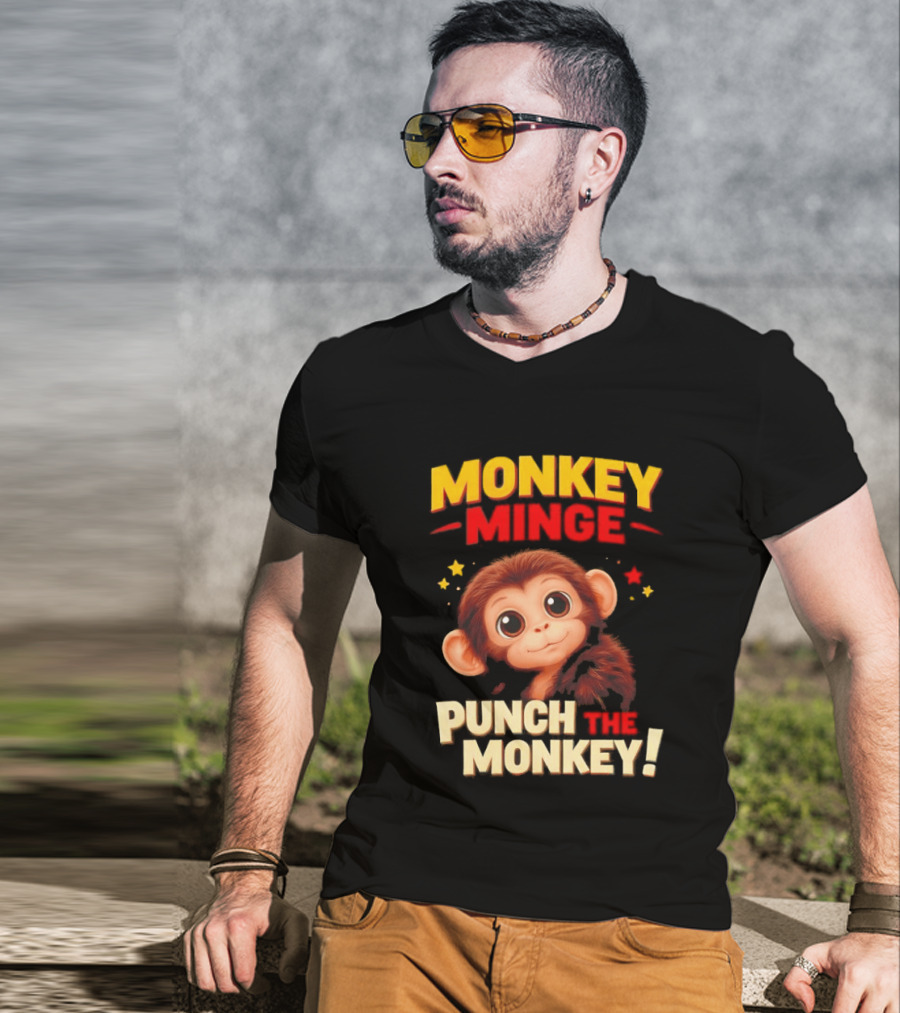 Monkey Minge Punch That Monkey Cute Cartoon Monkey T-Shirt