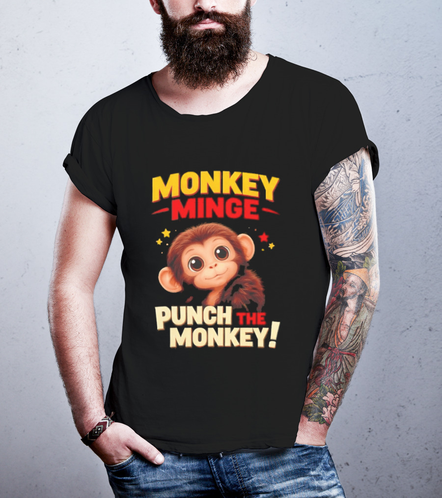 Monkey Minge Punch That Monkey Cute Cartoon Monkey T-Shirt