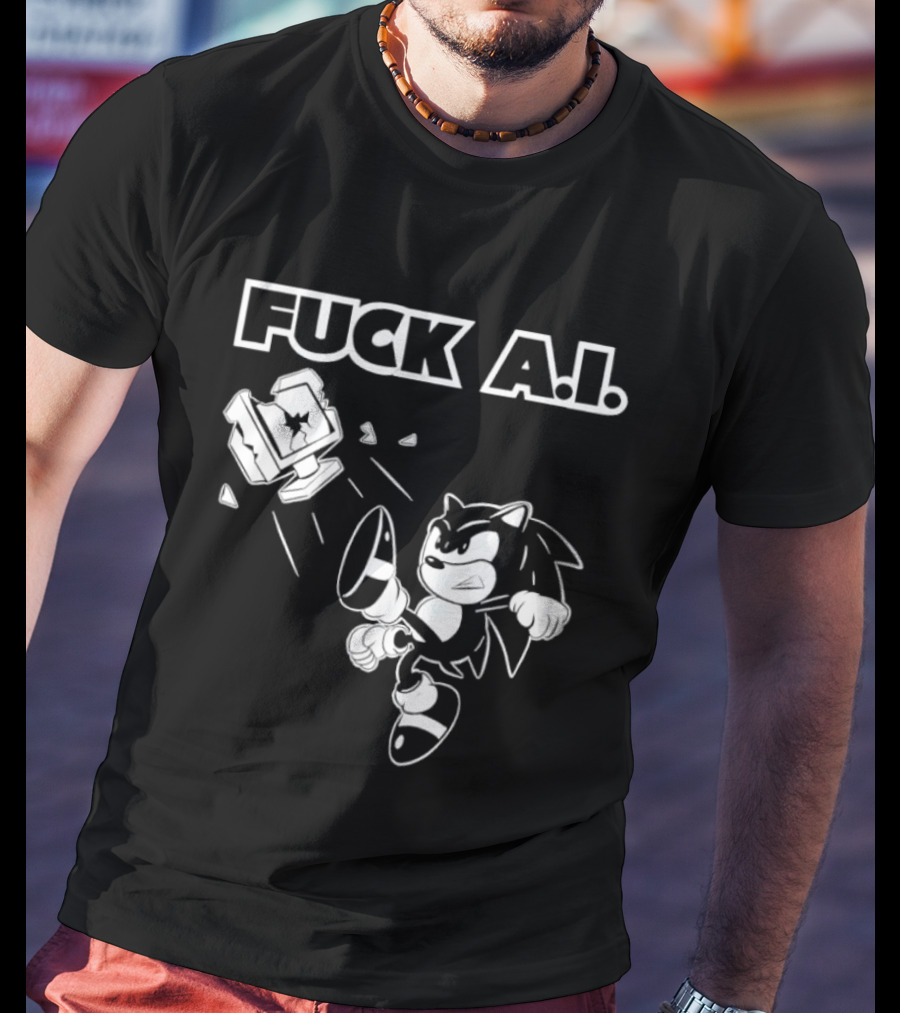 F*ck AI Hedgehog Kick Anti AI T-Shirt