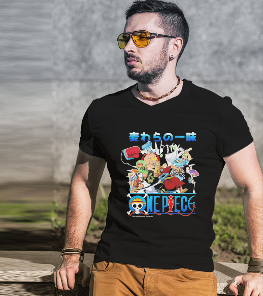 One Piece Anime Straw Hat Crew Cast Collage T-Shirt