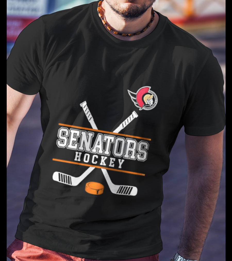 Ottawa Senators Hockey NHL Crossed Sticks T-Shirt