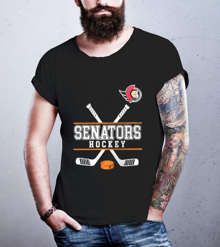 Ottawa Senators Hockey NHL Crossed Sticks T-Shirt