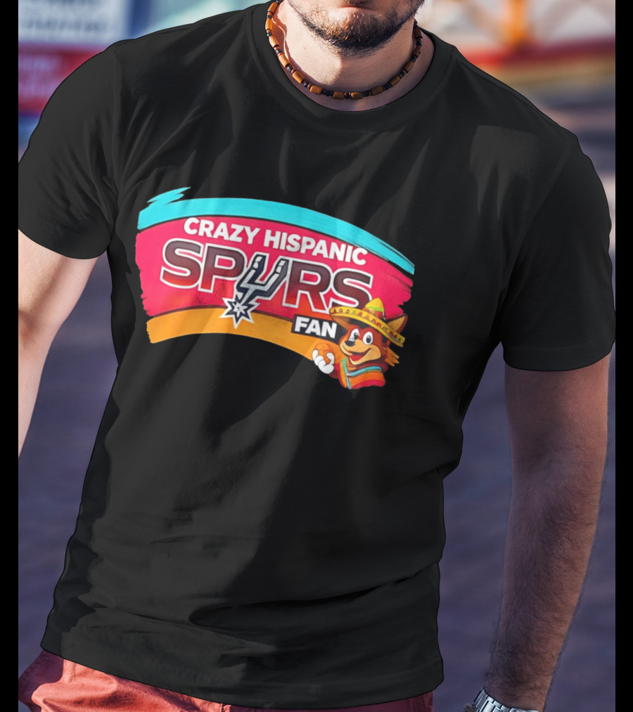 Crazy Hispanic San Antonio Spurs Fan Cartoon T-Shirt