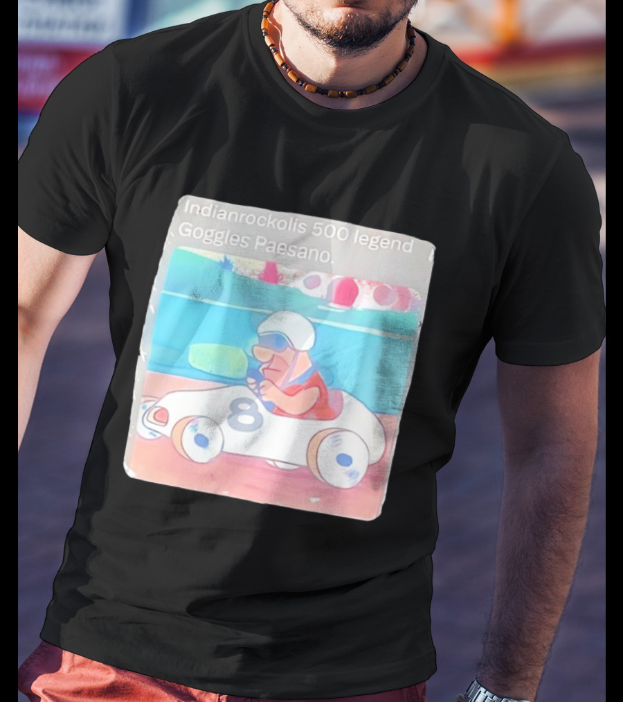 Indianrockolis 500 Legend Goggles Paesano Racing Car Number 8 T-Shirt