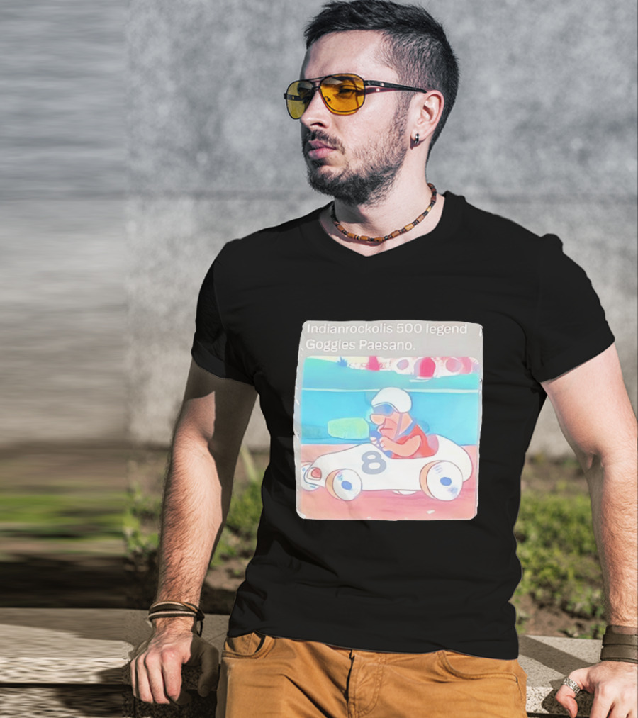 Indianrockolis 500 Legend Goggles Paesano Racing Car Number 8 T-Shirt