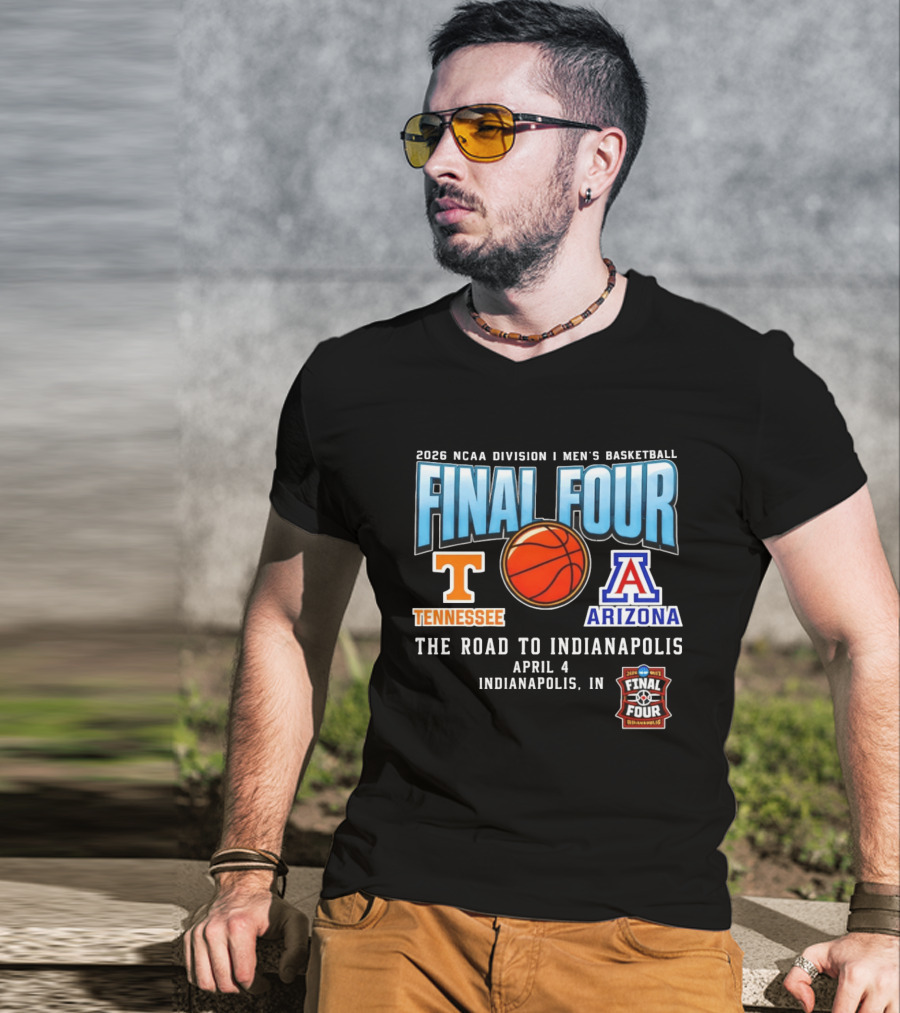 2026 NCAA DI Men's Basketball Final Four Tennessee Volunteers Vs Arizona Wildcats April 4 Indianapolis T-Shirt