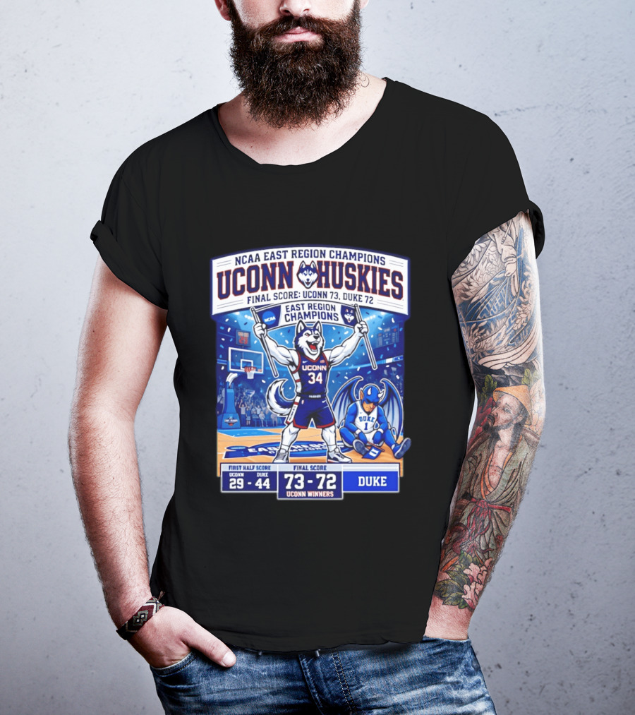 UConn Huskies NCAA East Region Champions Final Score 73 72 Over Duke T-Shirt