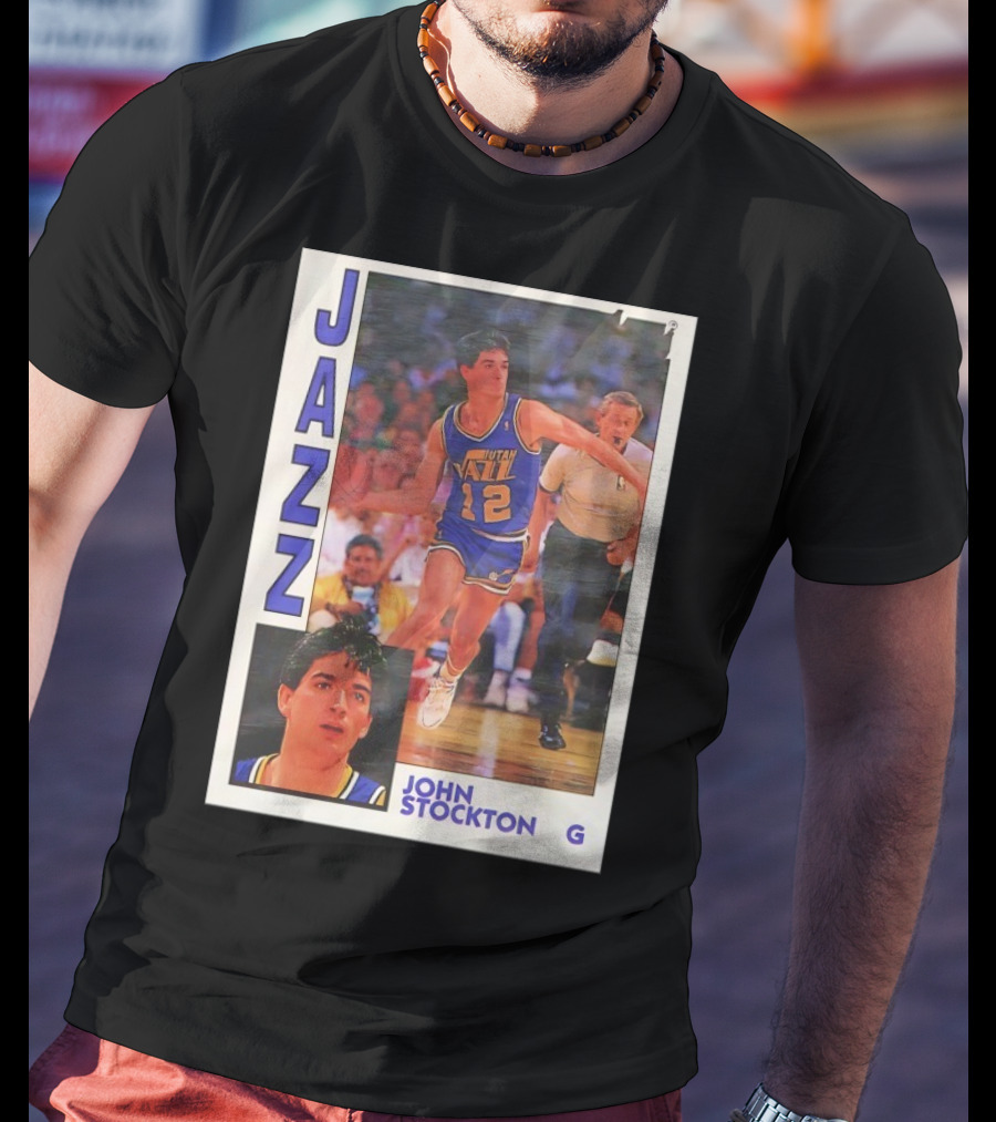 John Stockton Utah Jazz 1992 Basketball Card Vintage NBA Memorabilia T-Shirt