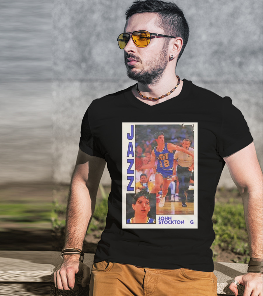 John Stockton Utah Jazz 1992 Basketball Card Vintage NBA Memorabilia T-Shirt
