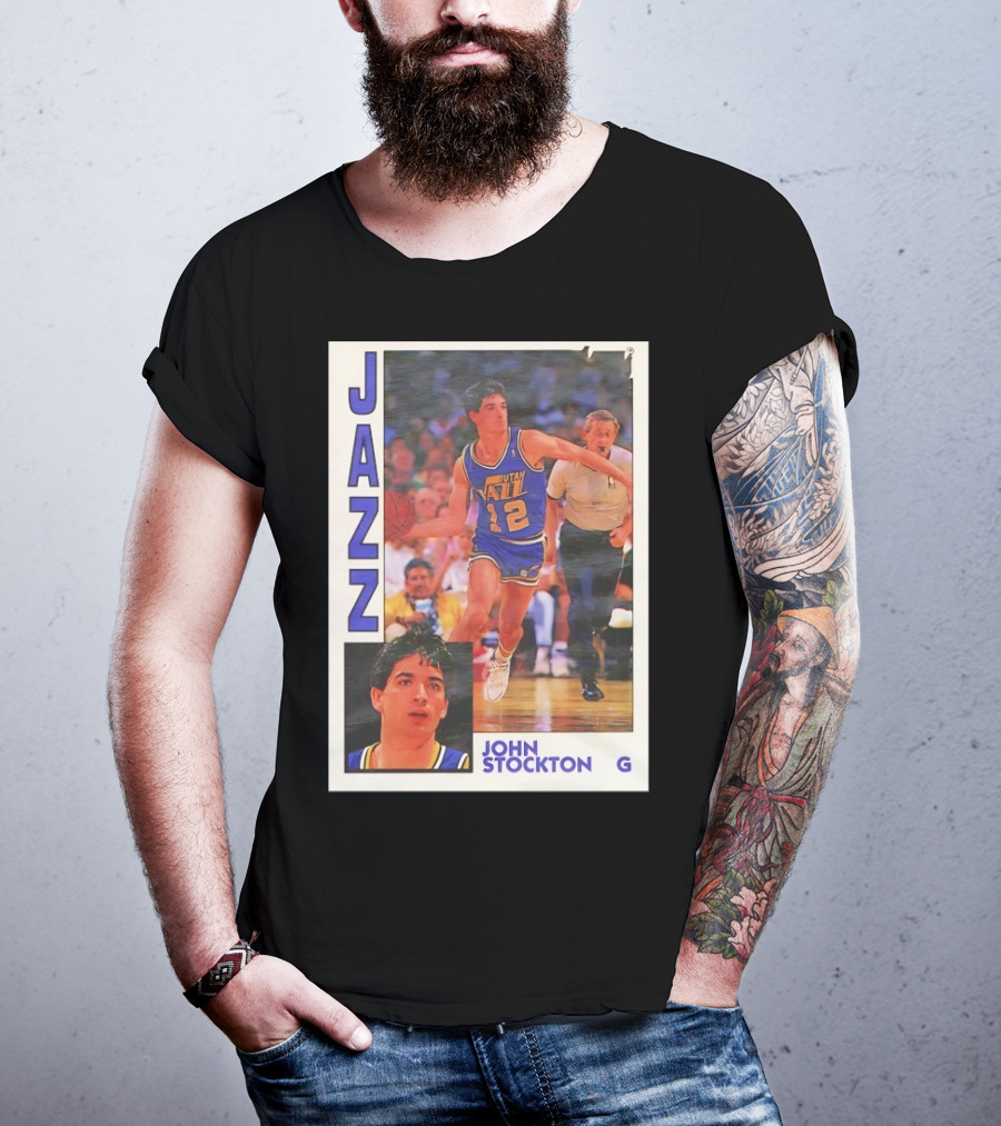 John Stockton Utah Jazz 1992 Basketball Card Vintage NBA Memorabilia T-Shirt