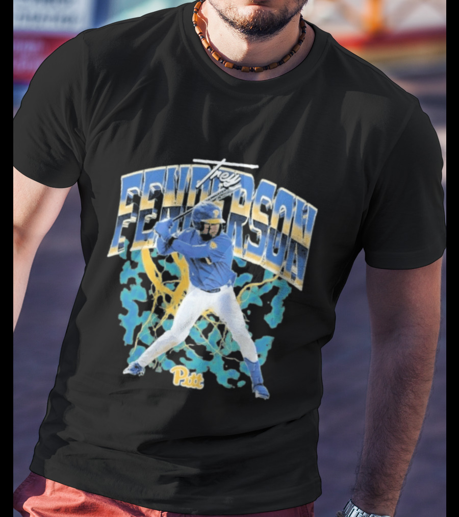 Pittsburgh Panthers Baseball Trey Fenderson Player Collage Pitt T-Shirt