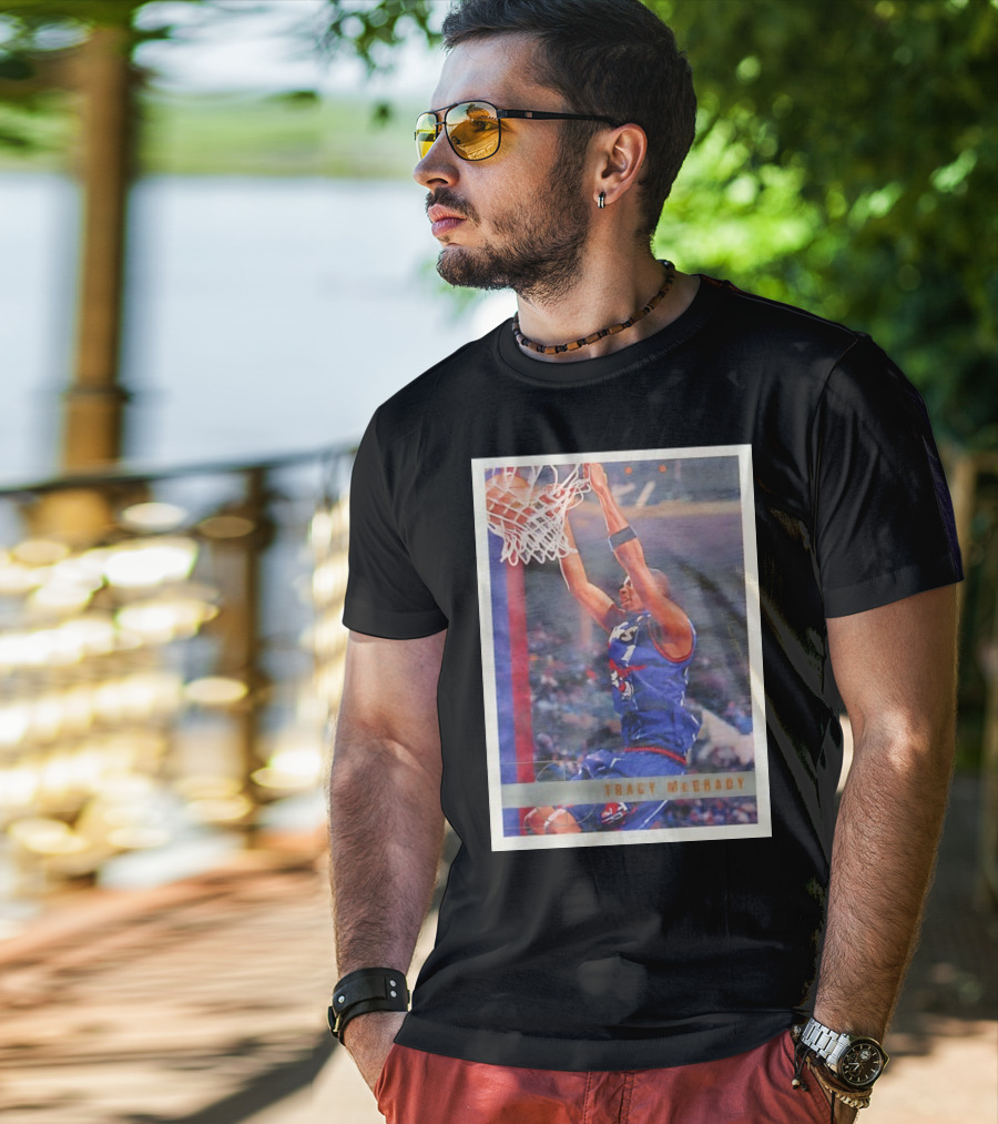 Tracy McGrady Toronto Raptors 1996 Basketball Card Dunk Slam T-Shirt