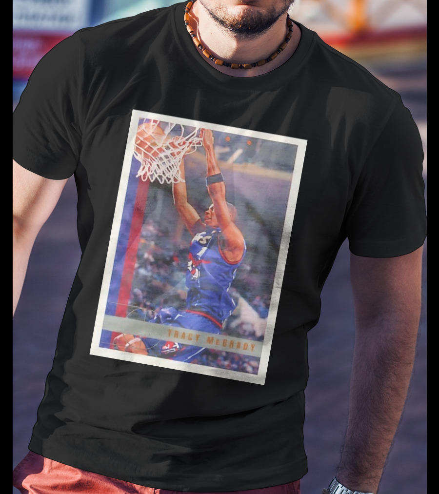 Tracy McGrady Toronto Raptors 1996 Basketball Card Dunk Slam T-Shirt