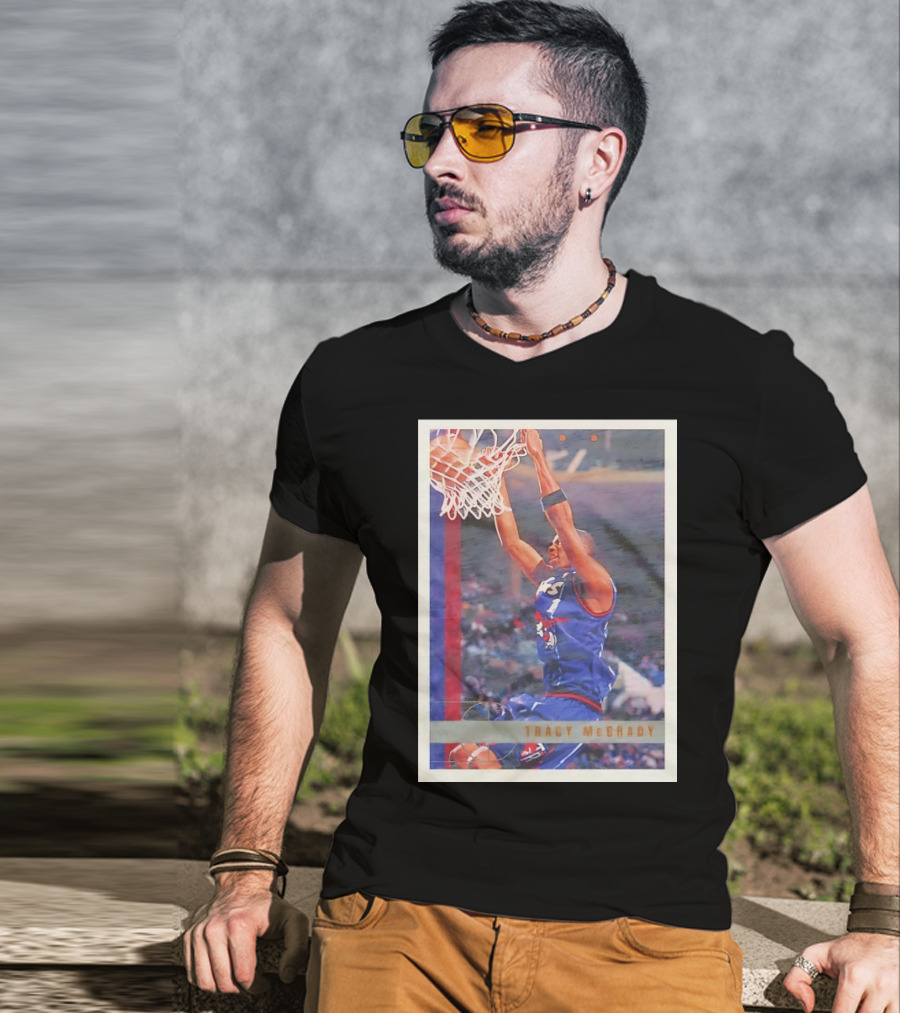 Tracy McGrady Toronto Raptors 1996 Basketball Card Dunk Slam T-Shirt