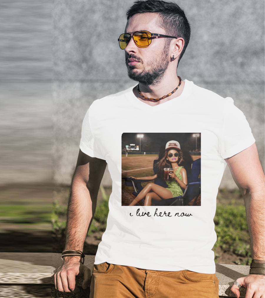 Barbie Doll Baseball Mom Kansas Ballers I Live Here Now T-Shirt