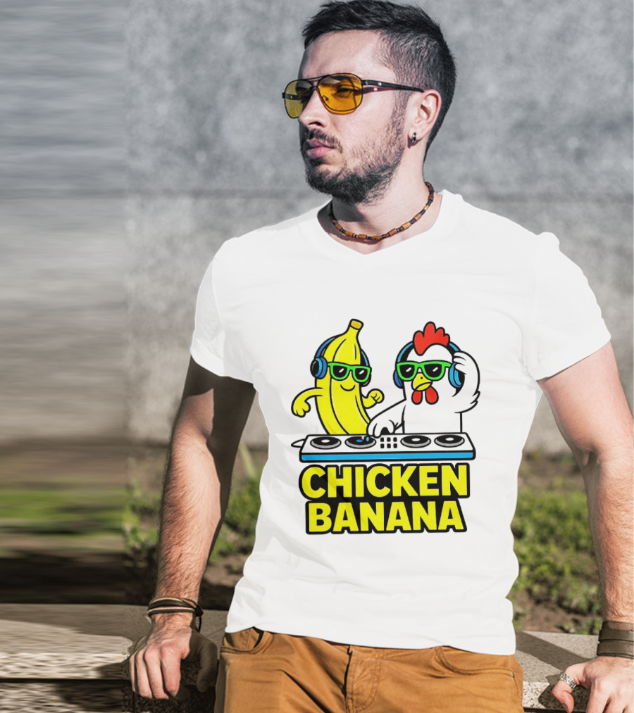 Chicken Banana DJ Headphones Music Party T-Shirt