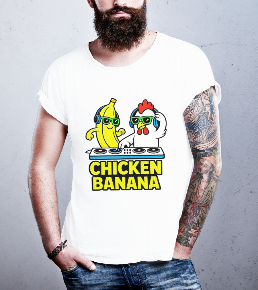 Chicken Banana DJ Headphones Music Party T-Shirt