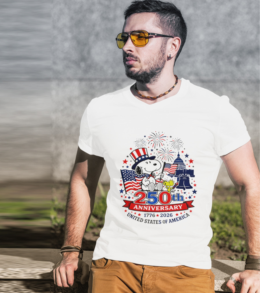 Snoopy 250th Anniversary 1776 2026 Patriotic Celebration United States Of America T-Shirt